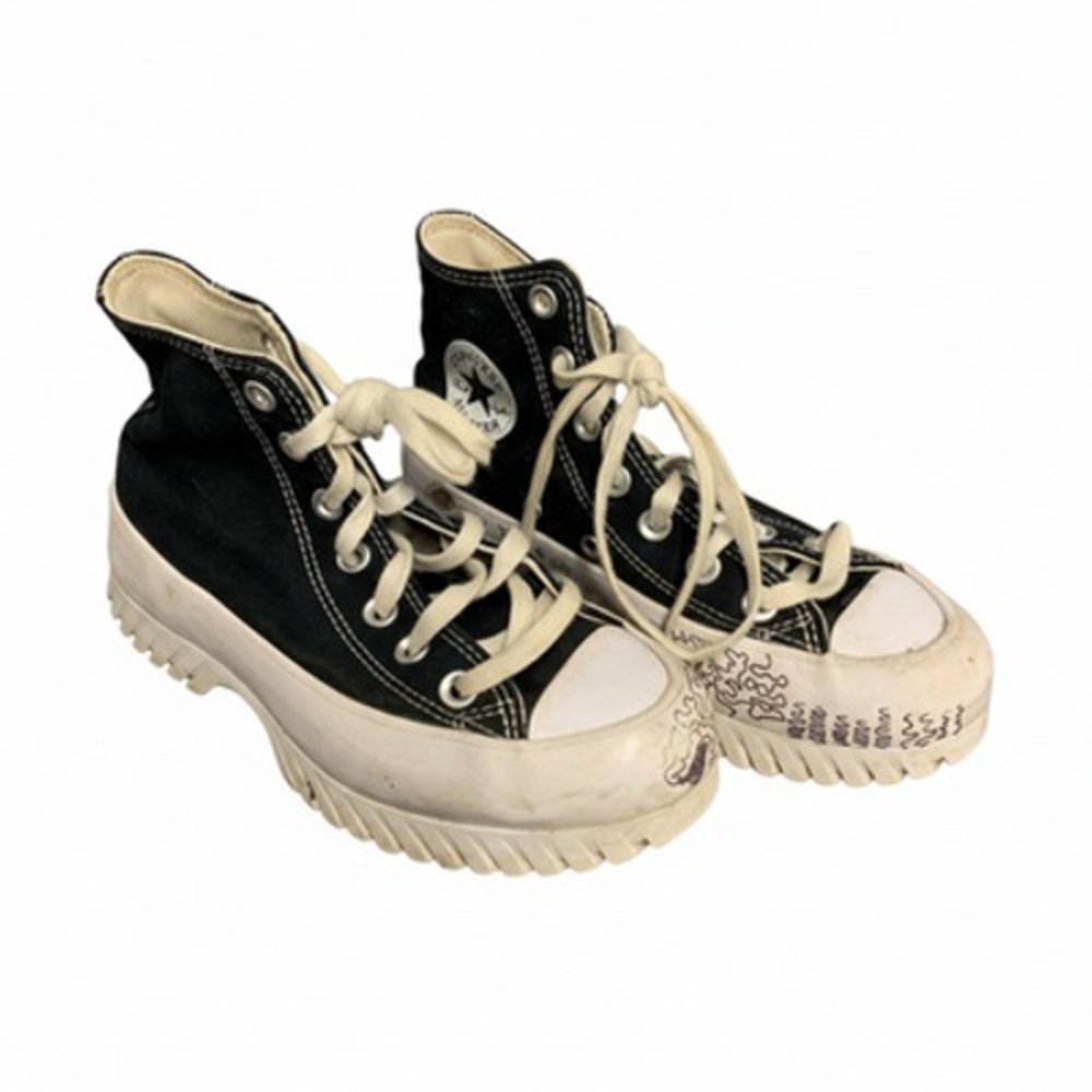 Converse Shoes Sz 5 Chuck Taylor High Top Sneakers Unisex Black Lace-Up Textile